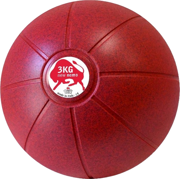 Roter Gymnastikball mit einem Gewicht von 3 kg auf weißem Hintergrund