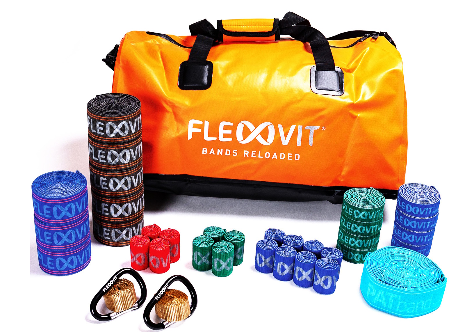 Flexovit Trainingsbänd und orange Tasche zäme