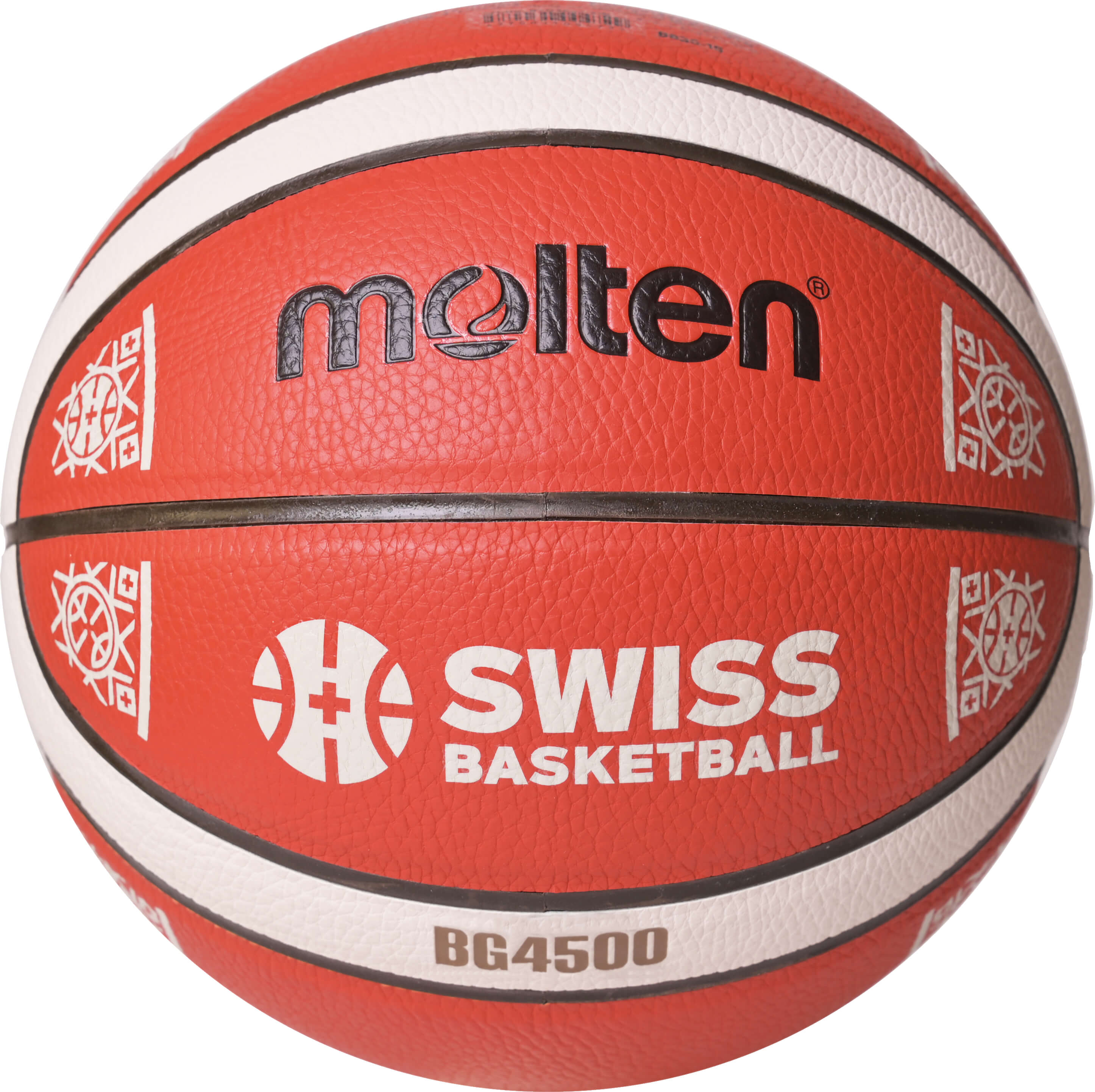 Molten Basketball BG4500 mit Swiss Basketball Logo, rotes und weißes Design