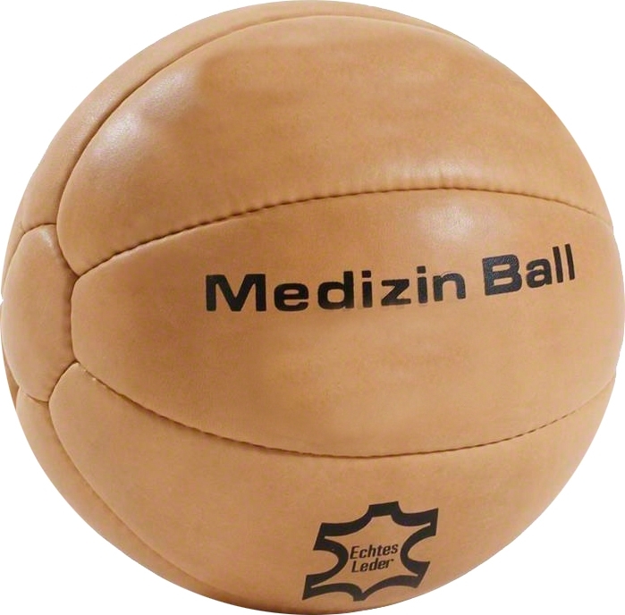 Ein medizinball aus echtem Leder, ideal für Trainingszwecke und Fitnessübungen.