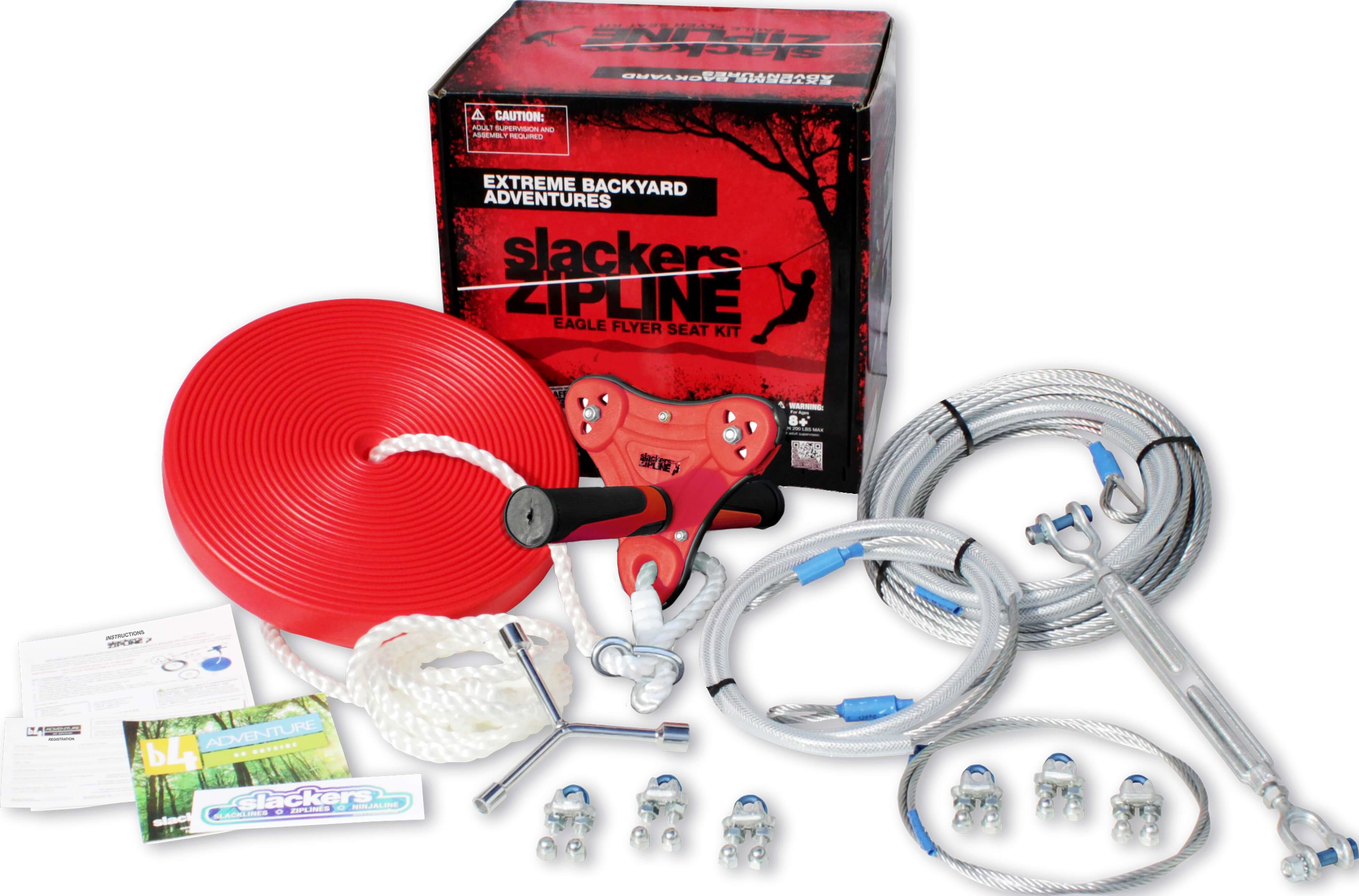 Komplettes Slackers Zipline Set mit Seil, Sitz und Zubehör für aufregende Abenteuer im eigenen Garten