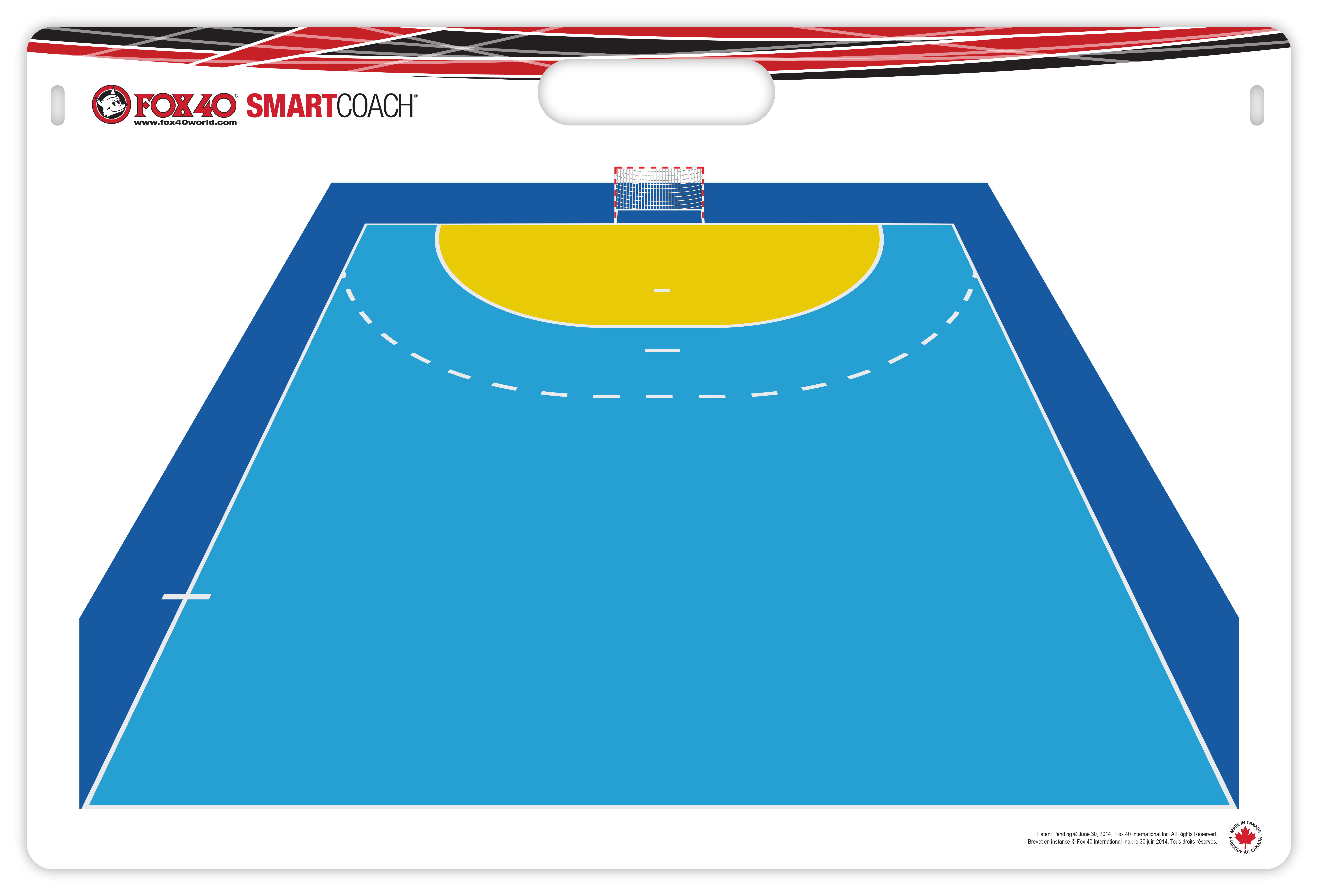 Taktiktafel für Handball mit farbig markiertem Spielfeld und Torbereich