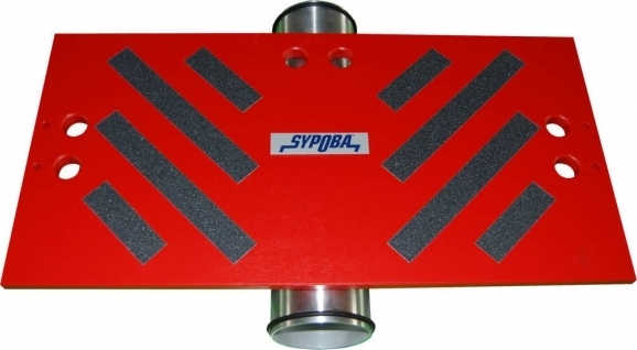 SYPoba Balance Board in Rot mit schwarzem Antirutschbelag und Metallzylindern