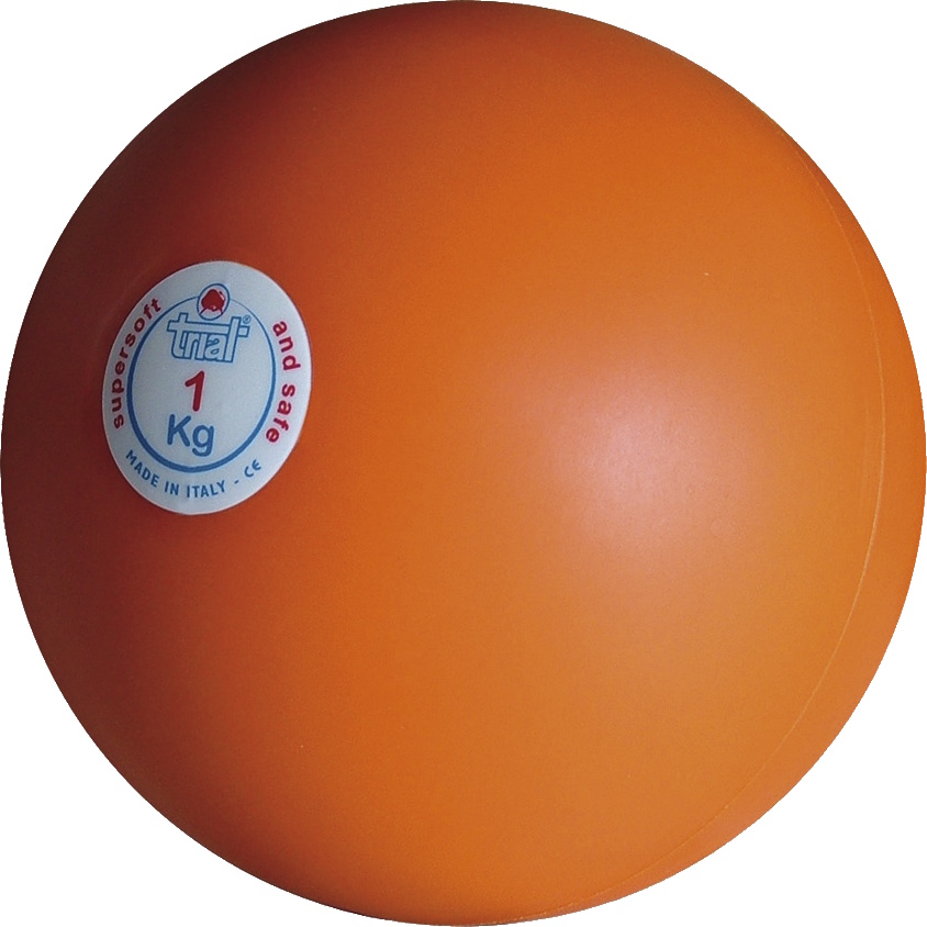 Oranger Gymnastikball mit 1 kg Gewicht, hergestellt in Italien