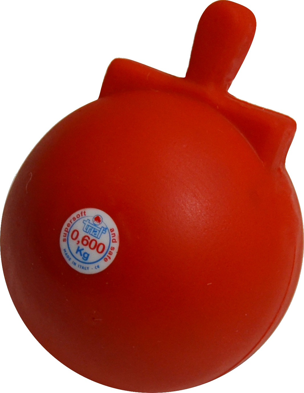 Roter Softball mit Ventil, 600 Gramm, ideal für Fitness und Balance.