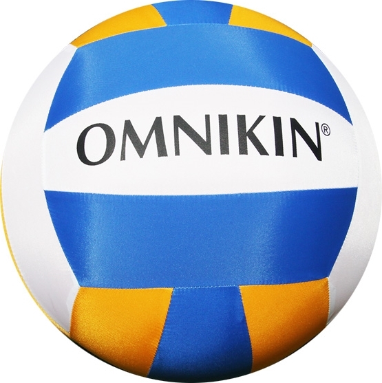 Ein OMNIKIN Spielball mit blau-gelben Segmenten