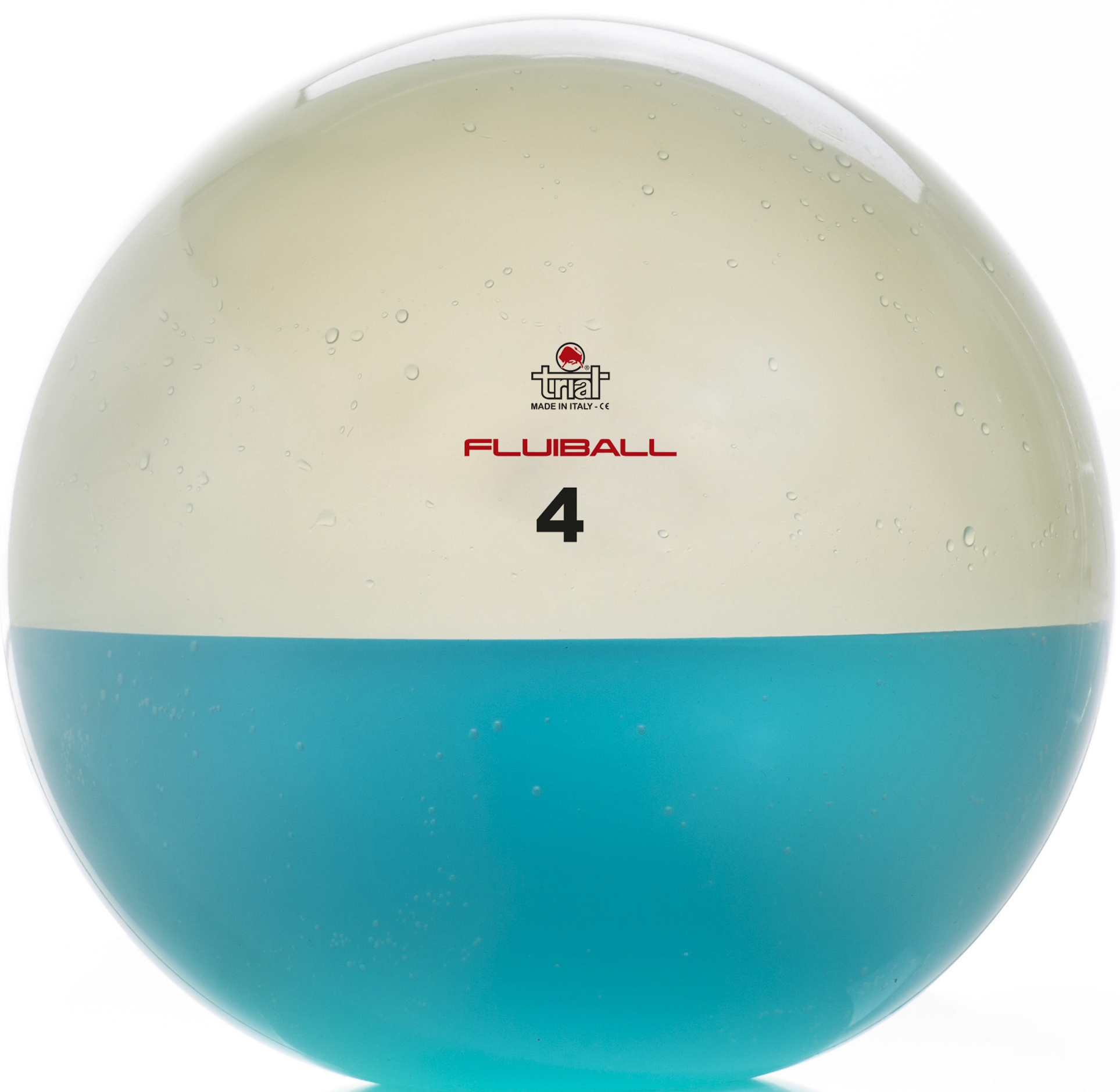 Transparenti Balanceball zur Fitness us blauem Wasser