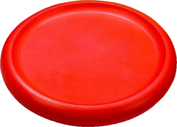 Eine rote Frisbee-Scheibe, ideal für Outdoor-Spiele und sportliche Aktivitäten.