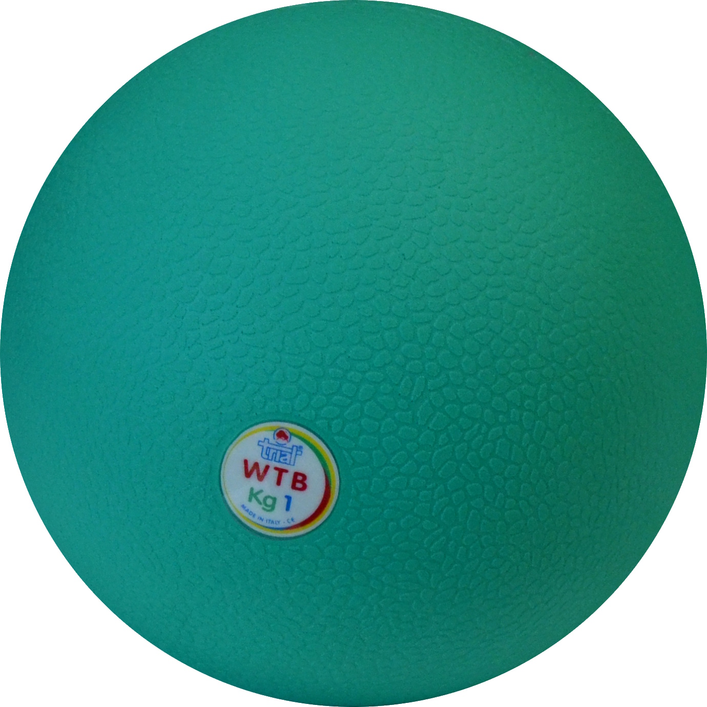 Grüner Medizinball mit einem Gewicht von 1 kg, ideal für Krafttrainingsübungen