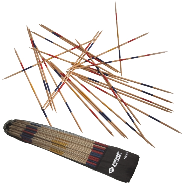Mikado-Spielset mit Holzstäbchen und Transporttasche