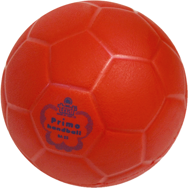 Roter Handball mit hexagonalem Muster, geeignet für Sport und Freizeit.