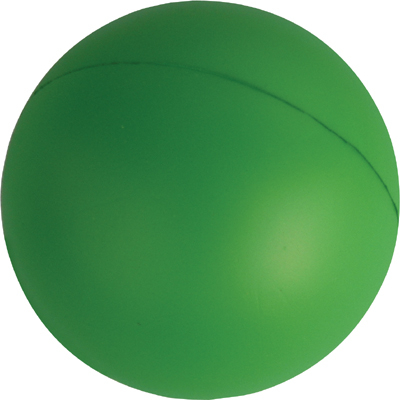Ein grüner Gummiball vor weißem Hintergrund