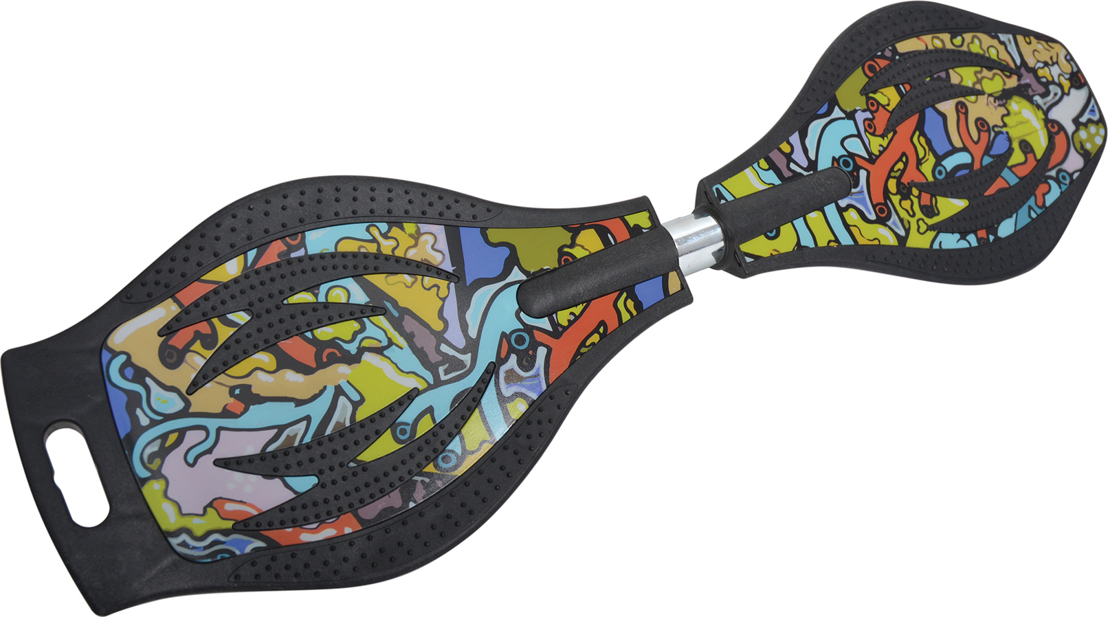 Buntes Waveboard mit farbenfrohem, grafischem Muster und stabiler Konstruktion