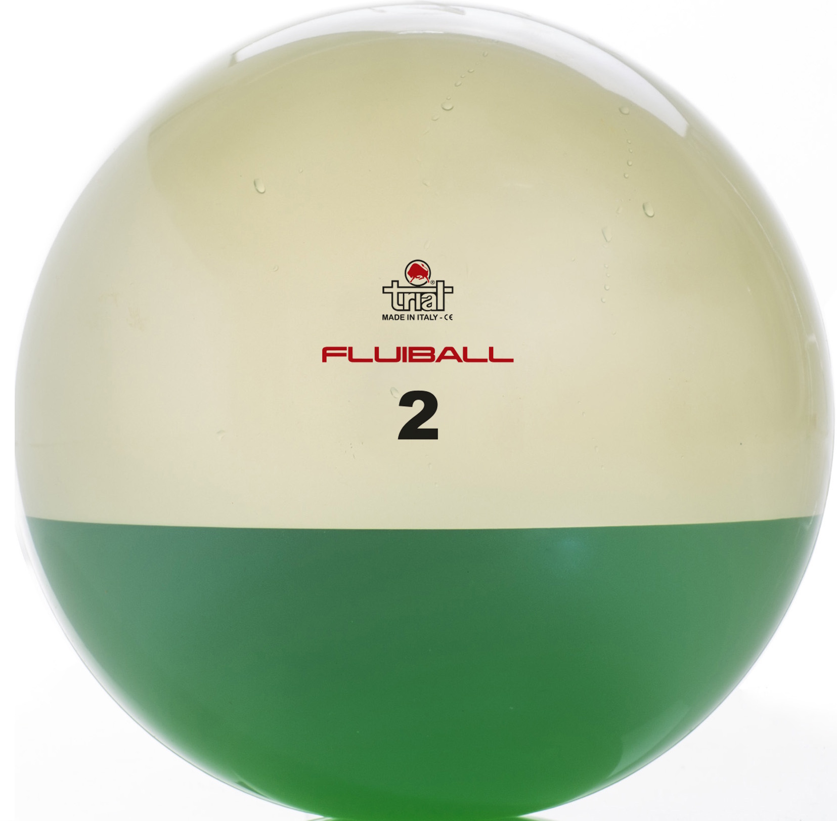 Grün-Weiss Übungsball für Fitness, Marke Trial. Modell Fluiball 2