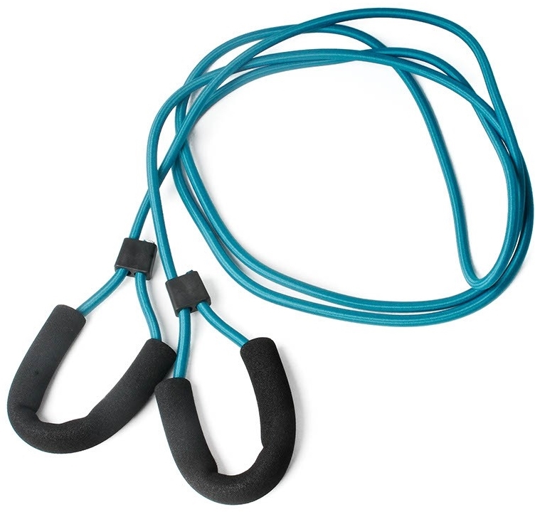 Blauer Fitness Expander mit zwei Griffen zur Kräftigung und Dehnung