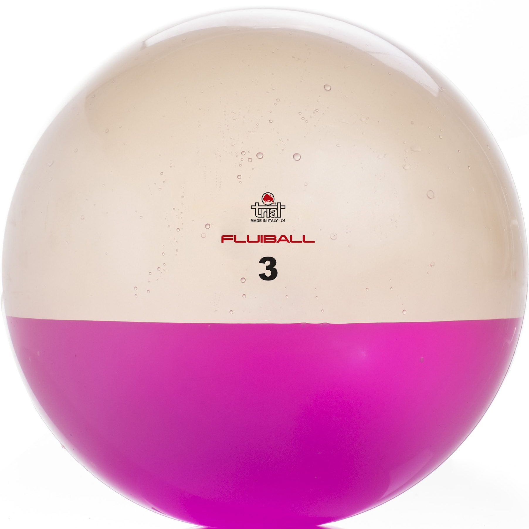 Halbtransparenter Fluiball mit pinker Flüssigkeit, geeignet fürs Fitnesstraining