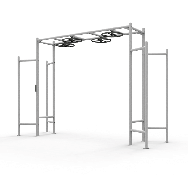 Metall-Klettergerüst mit Ringen, ideal für den Outdoor-Spielplatz oder Fitnessbereich.