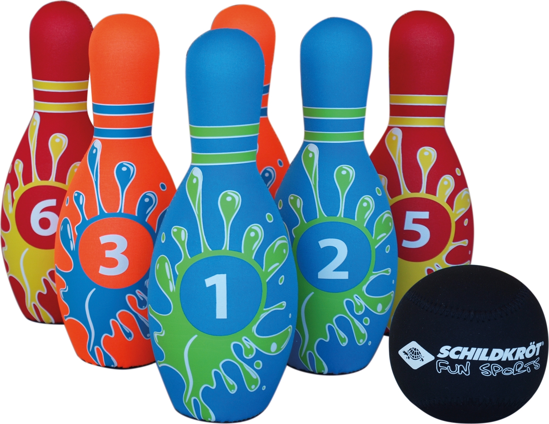 Farbiges Kegelspiel-Set mit sechs Kegeln und einem Ball von Schildkröt Fun Sports