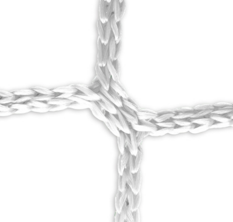 Nahaufnahme eines soliden, weißen Knotens aus geflochtenem Material, das Stabilität und Haltbarkeit symbolisiert