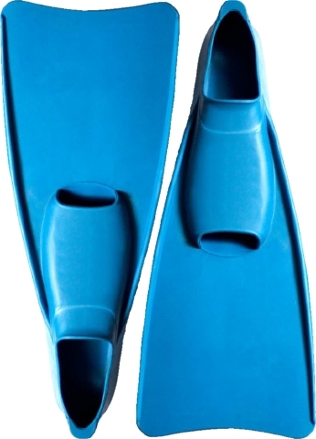 Ein Paar blaue Schwimmflossen aus Gummi, geeignet für Schwimmen und Tauchen