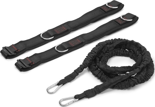 Schwarzes elastisches Trainingsband-Set mit zwei Gurten, Karabinern und D-Ringen für Widerstandsübungen