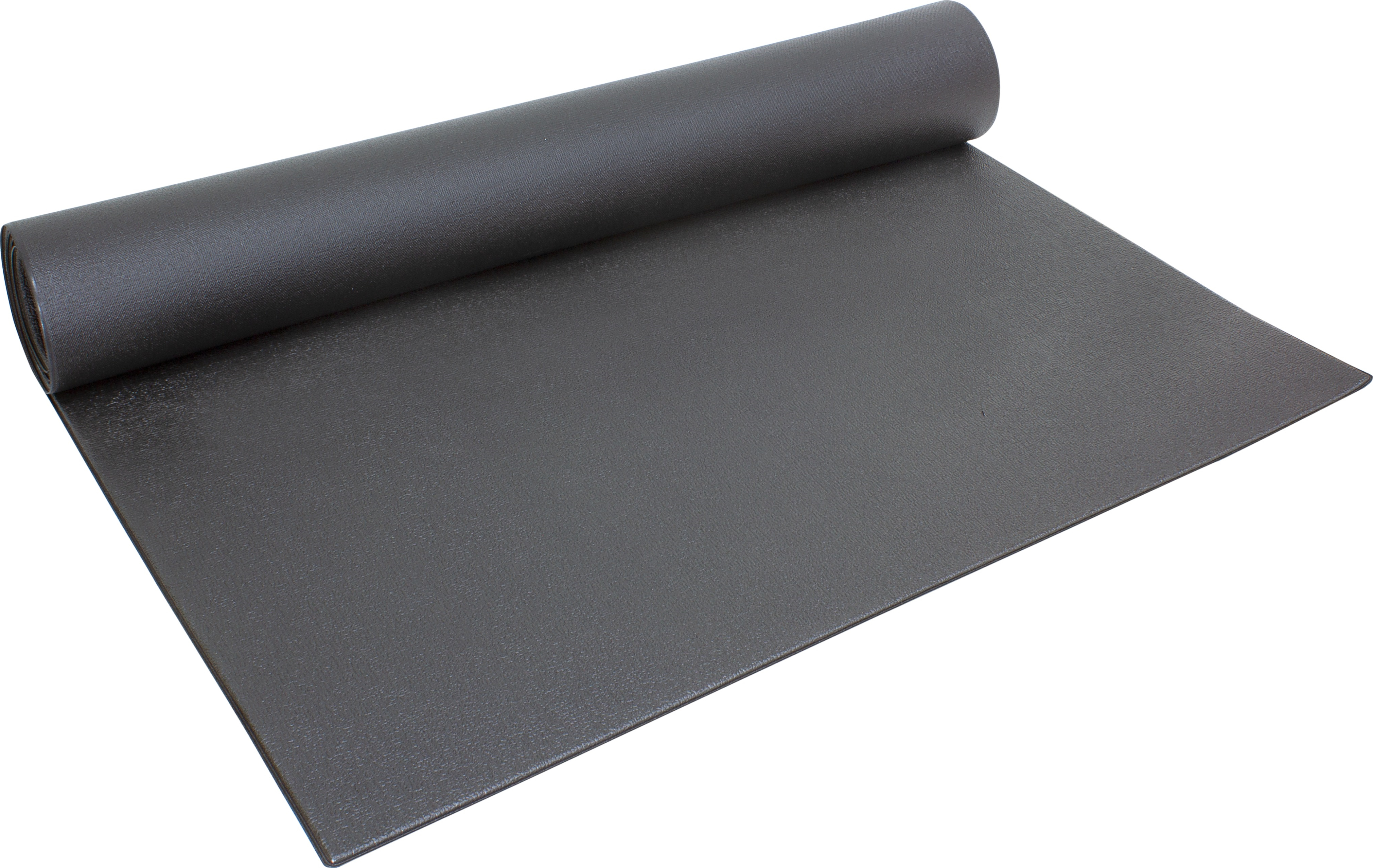 Aufgerollte schwarze Fitness- und Yogamatte für Training zu Hause oder im Studio