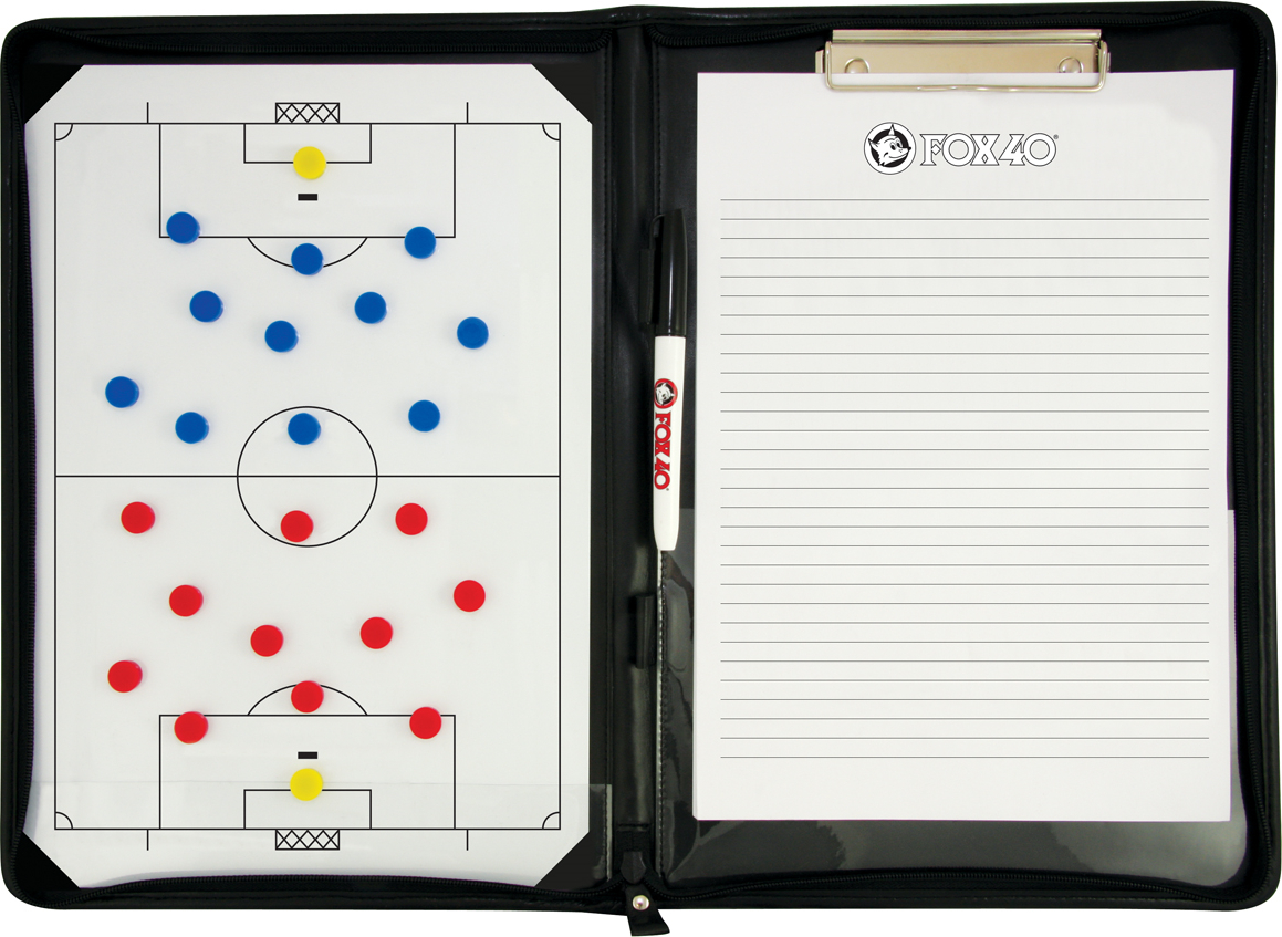 Fußballtrainer-Taktikmappe mit Magnetspielfeld und Notizblock für Strategieplanung