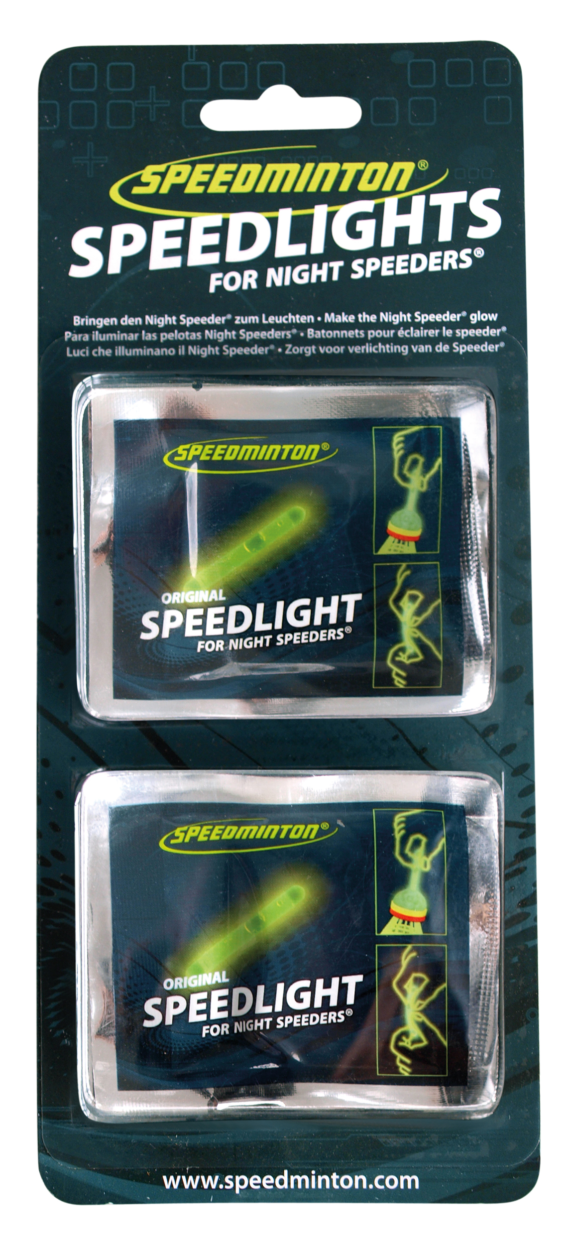 Verpackung von Speedminton Speedlights für Night Speeder, ideal für Beleuchtung beim Nachtspiel
