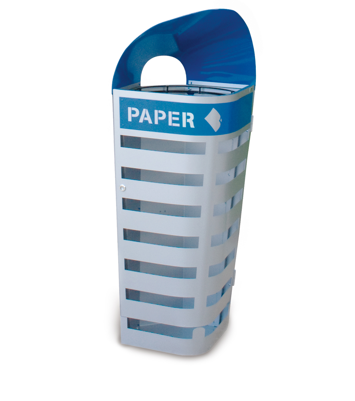 Stabiler Papierabfallbehälter mit auffälligem blauen Deckel für umweltfreundliches Papier-Recycling