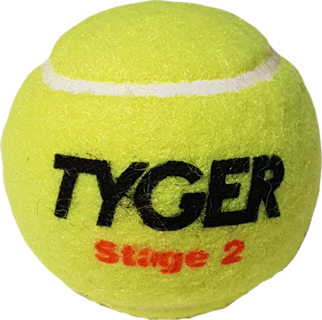 Gelber TYGER Stage 2 Tennisball mit Schriftzug, geeignet für Tennistraining