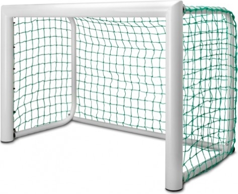 Stabiles weißes Mini-Fußballtor mit grünem Netz für Kinder geeignet