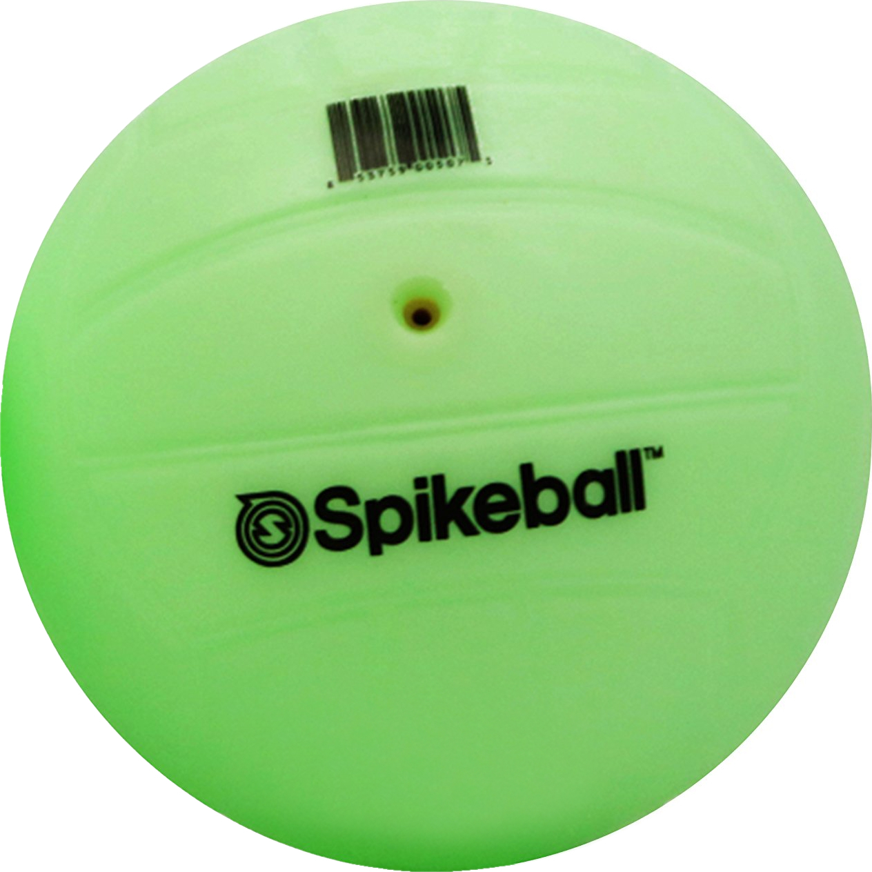 Ein leuchtend grüner Ball mit Spikeball-Logo, ideal für das Outdoor-Spiel Spikeball.