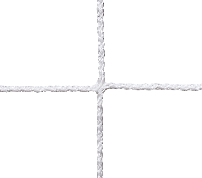 Detailansicht eines weißen Knotennetzes mit einem Knoten in der Mitte