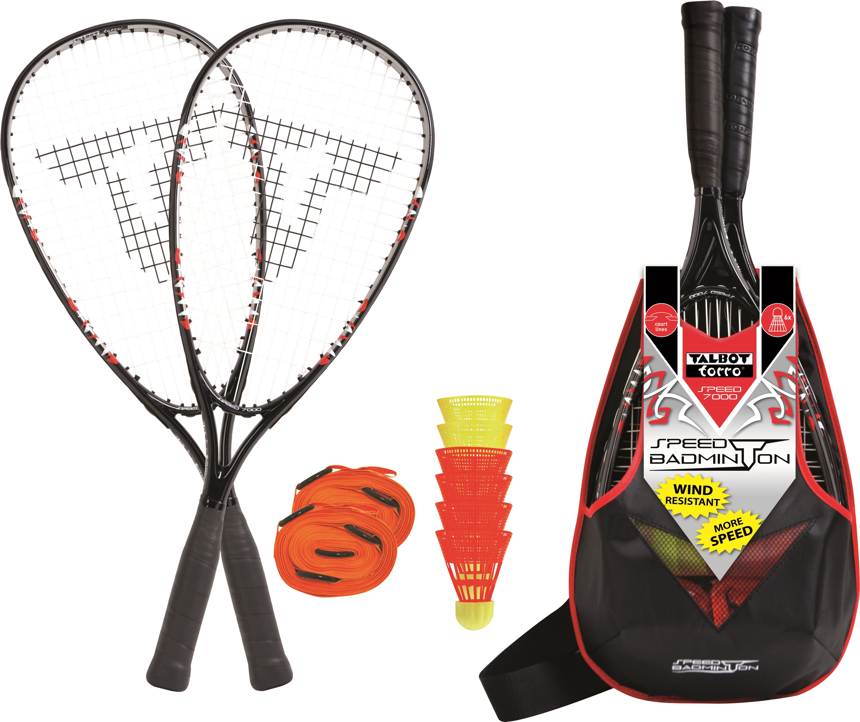 Komplettes Speed Badminton Set mit Schlägern, Bällen und Tragetasche