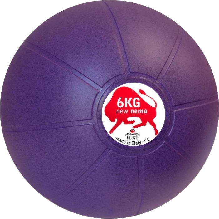 Violetter Medizinball von Trial mit 6 kg Gewicht, hergestellt in Italien