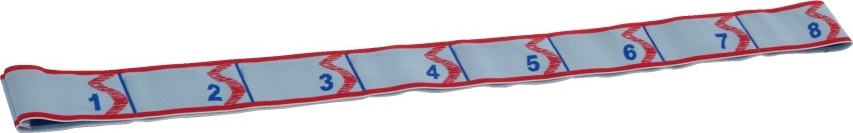Blaues Lernband mit Zahlen von 1 bis 8 und roten Markierungen