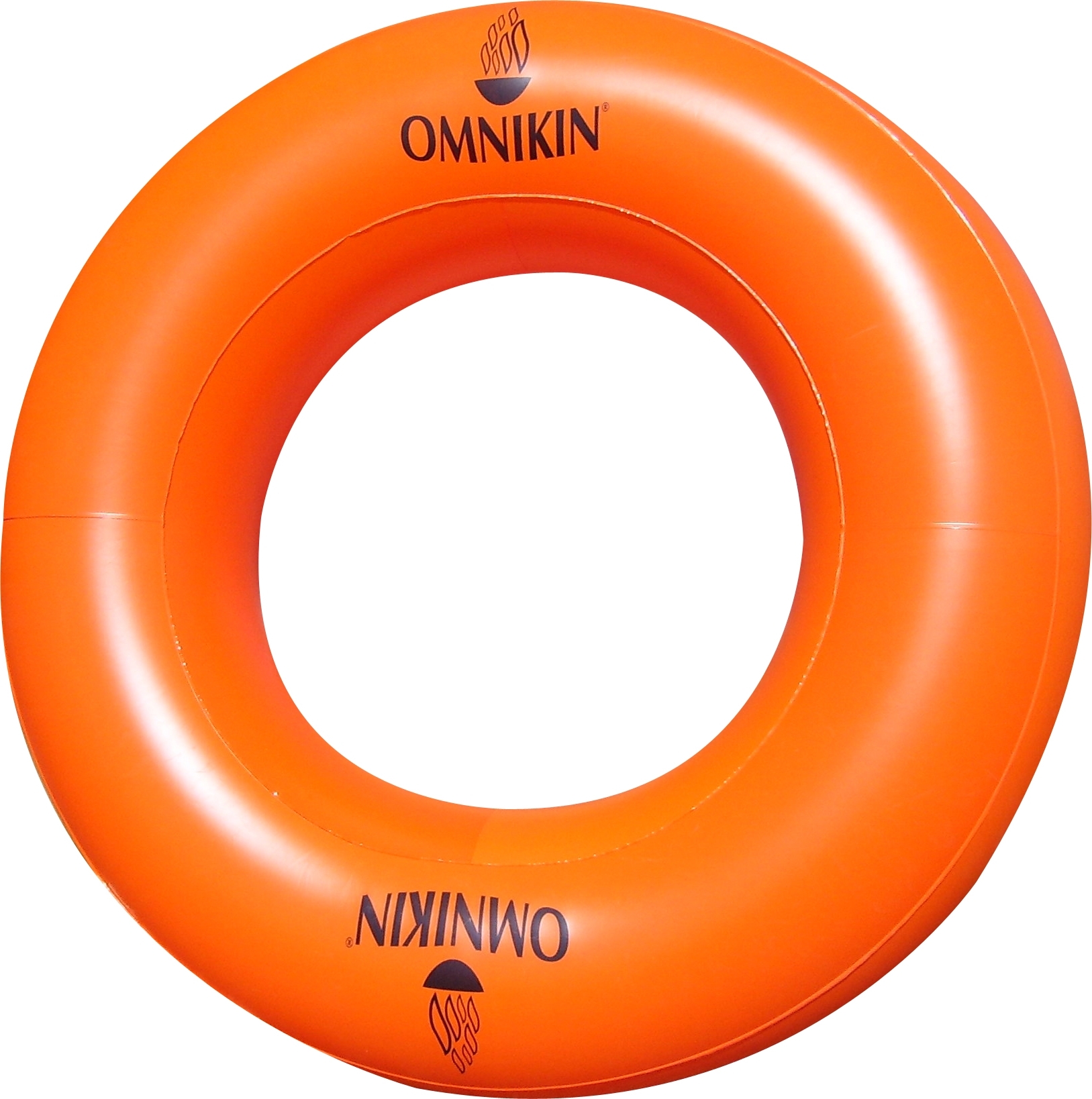 Großer oranger aufblasbarer Ring mit Omnikin-Logo, geeignet für Sport- und Freizeitaktivitäten