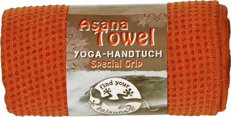 Orangefarbenes Asana Towel Yoga-Handtuch, spezieller Grip für besseren Halt beim Yoga