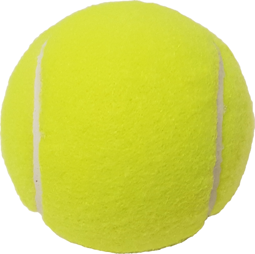 Ein einzelner, gelber Tennisball auf weißem Hintergrund, ideal für Sport und Training