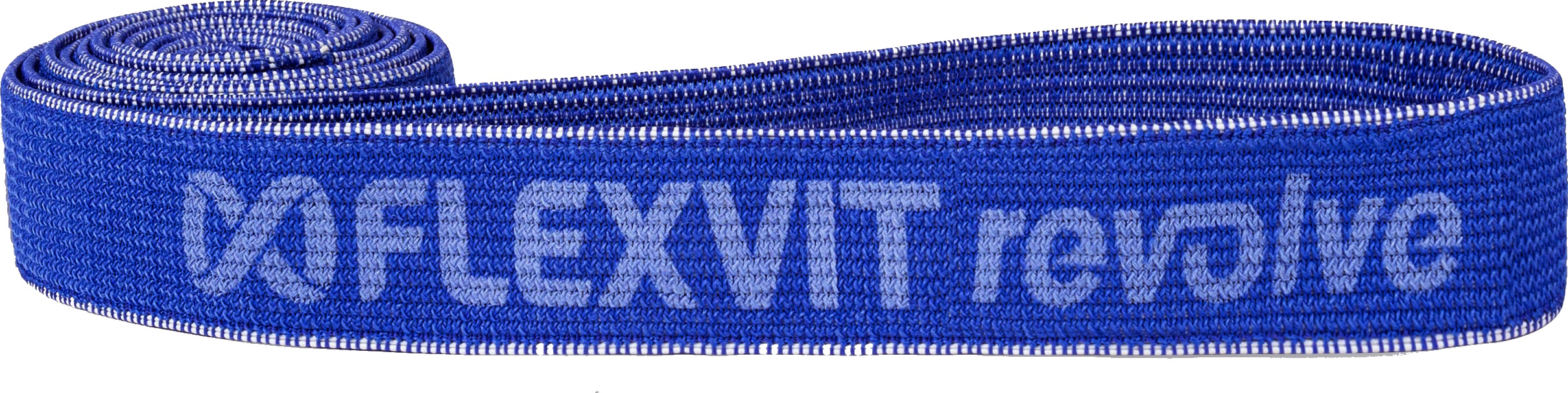 Blaues Flexvit teLove Fitnessband zusammengerollt