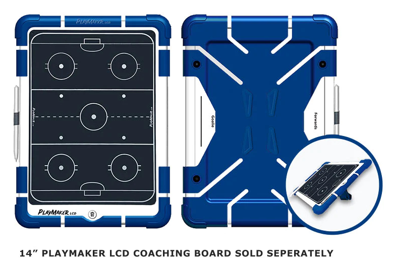 Vorder- und Rückseite der 14-Zoll PlayMaker LCD Coaching-Tafel, inklusive Taktikfeld